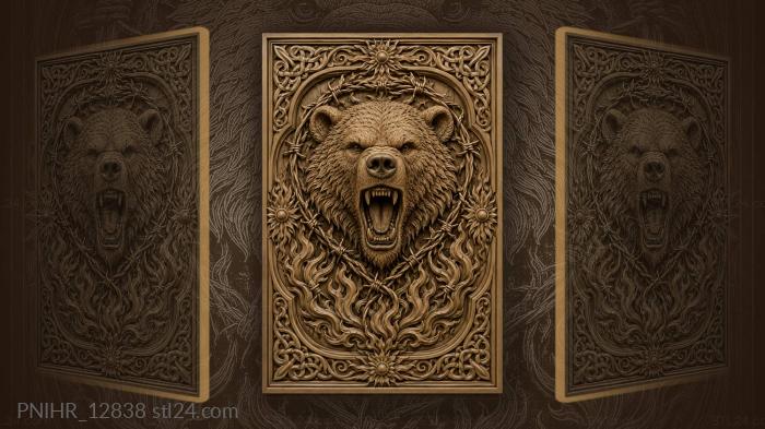 Bear wearing a crown of barbed wire 3d STL model