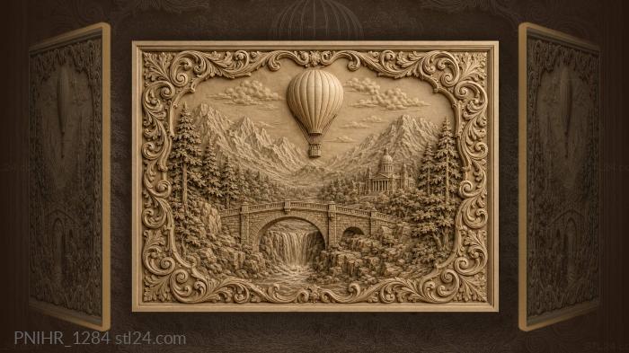 Balloon over bridge mountain vista 3d STL model