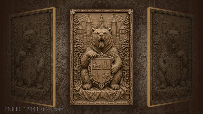 Bear with a coat of arms on velvet 3d STL model