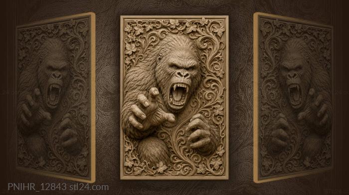 Powerful gorilla among jungle vines 3d STL model