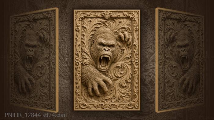 Fierce gorilla head with acanthus 3d STL model