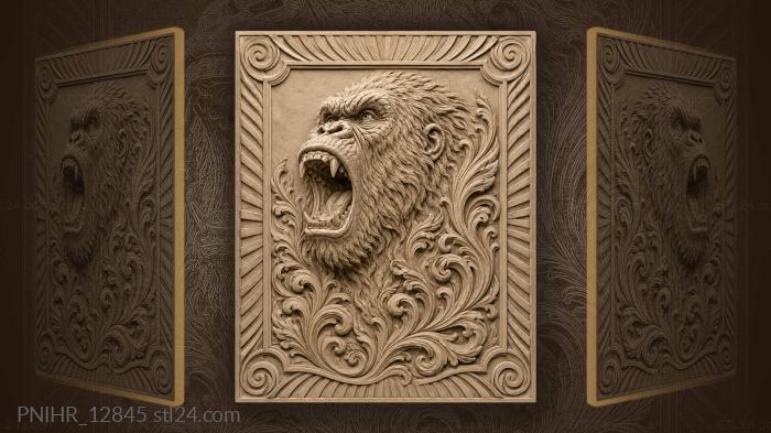 Powerful gorilla among swirling leaves 3d STL model