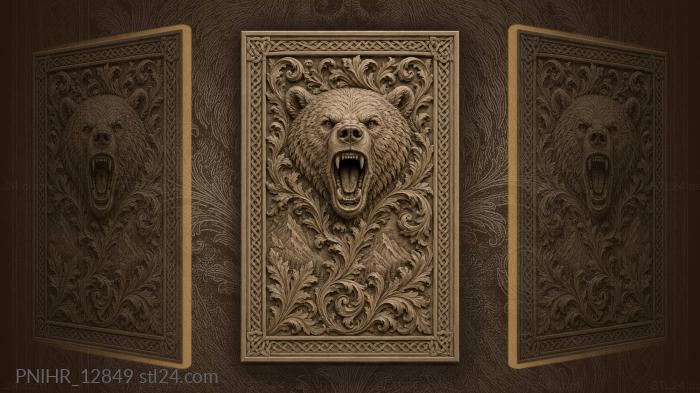 Bear roaring over a mountain range 3d STL model