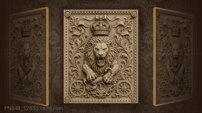Lion with scorpion and royal crown 3d STL model