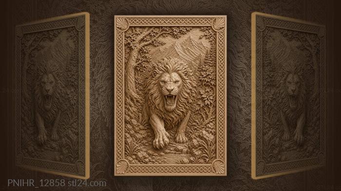 Roar by a forest pool under mountains 3d STL model