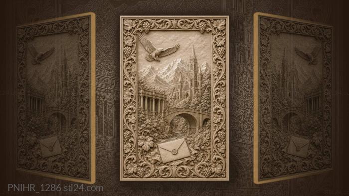 Eagle above a cathedral and colonnade 3d STL model