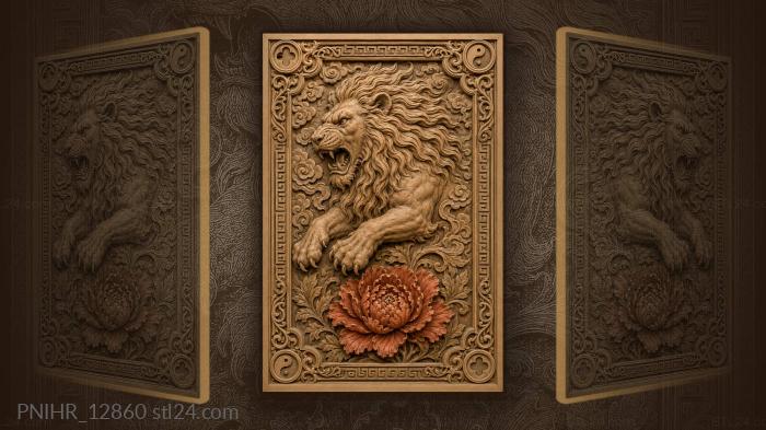 Red peony beneath an open jaw 3d STL model