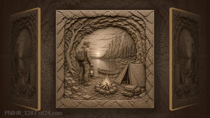 Lakeside camp under sunset arch 3d STL model