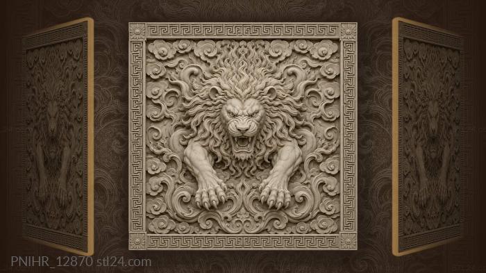 Beast leaping among cloud swirls 3d STL model