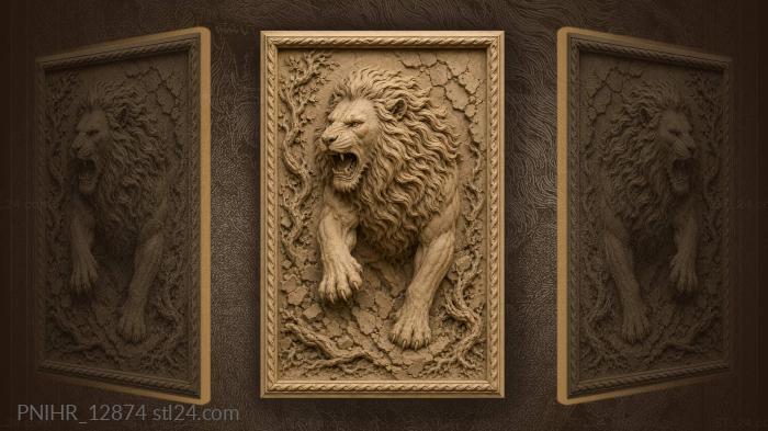 Lion springs from a cracked base 3d STL model