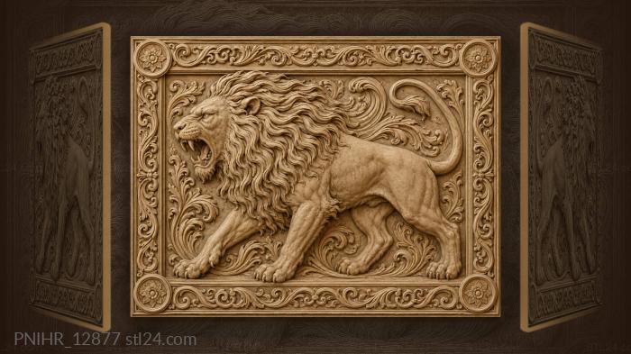 Lion in profile baring its fangs 3d STL model