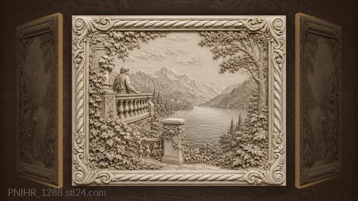 Valley vista through stone balustrade 3d STL model