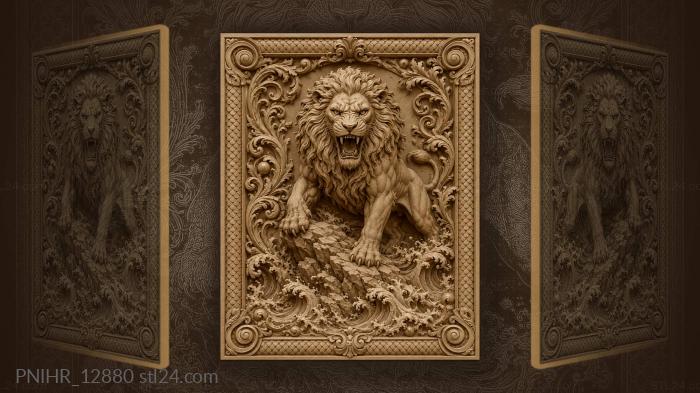 Beast on a rock amid waves 3d STL model