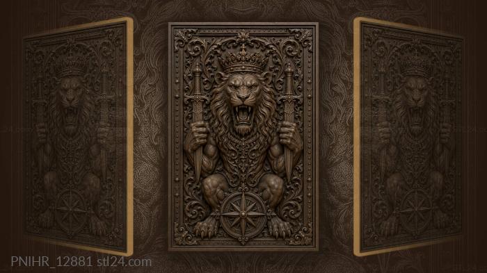 Crowned lion with dagger compass 3d STL model