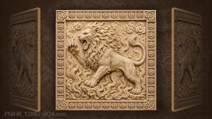 Fiery beast raising its paw to strike 3d STL model