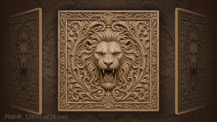 Swirling mane around open jaws 3d STL model