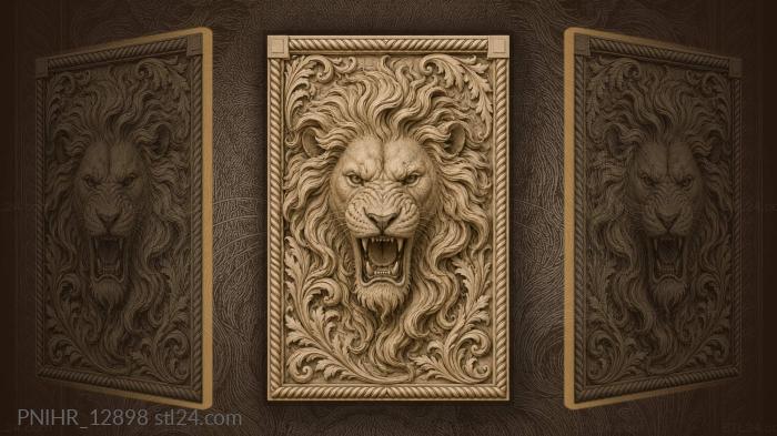 Lion head with a gaping mouth 3d STL model