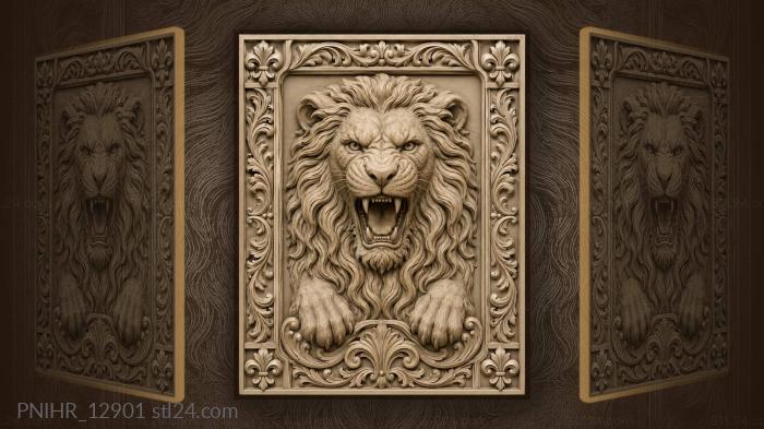 Lion resting its paws on a curved base 3d STL model