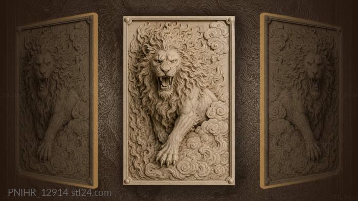 Flames around the beast on clouds 3d STL model