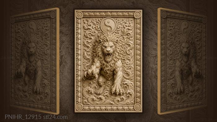 Yin and yang above mane and waves 3d STL model