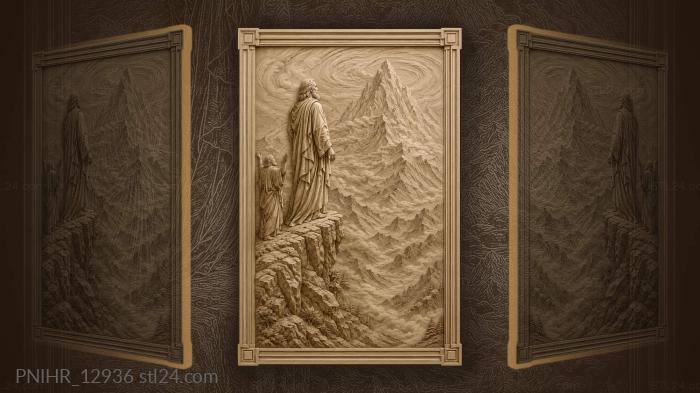 Robed men on a cliff before the summit 3d STL model