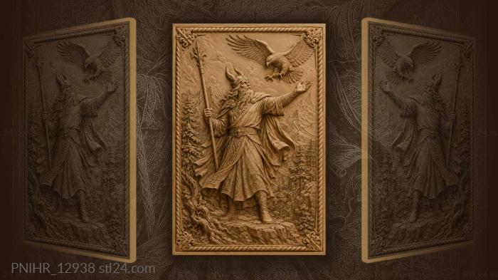 Horned helm priest calling an eagle 3d STL model