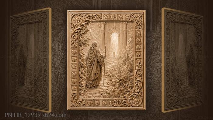 Pilgrim approaching sacred mountain gate 3d STL model