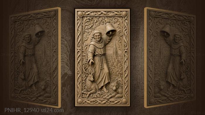 Friar with bell city below 3d STL model