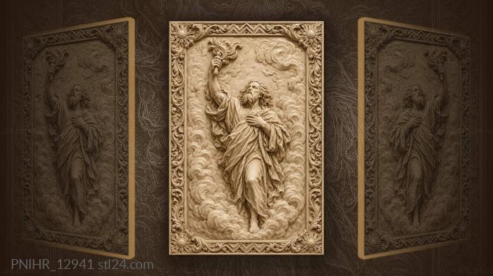 Ascending figure in swirling clouds 3d STL model
