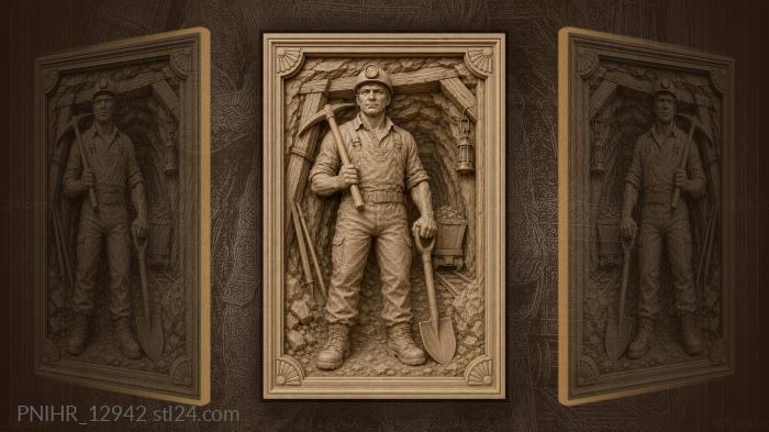 Strong miner with tools tunnel 3d STL model
