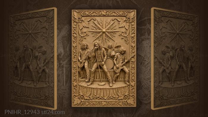 Band beneath bursting star motif 3d STL model