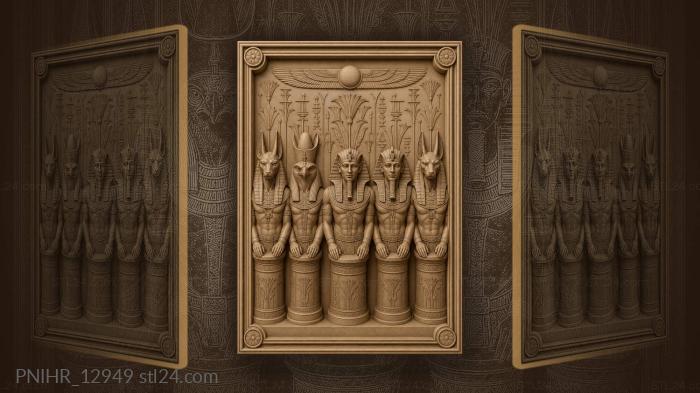 Egyptian gods and pharaohs row 3d STL model