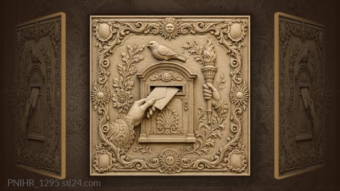 Letter post bird torch flowers 3d STL model