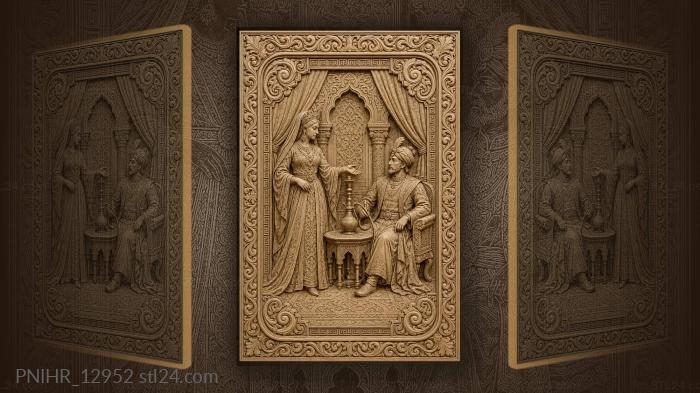Royal couple with elegant hookah scene 3d STL model