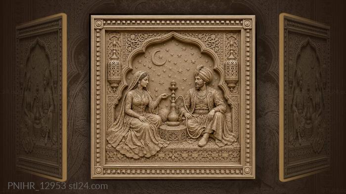 Queen invites the king to share hookah 3d STL model