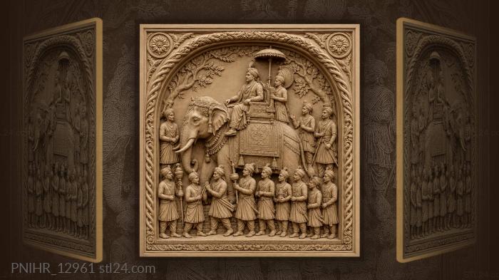 Royal elephant procession majestic court scene 3d STL model