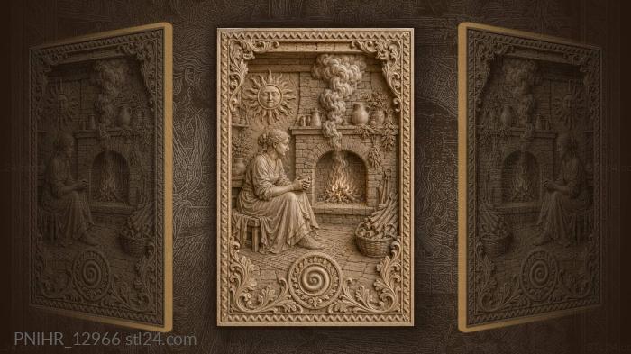 Cozy hearth with sun spiral 3d STL model