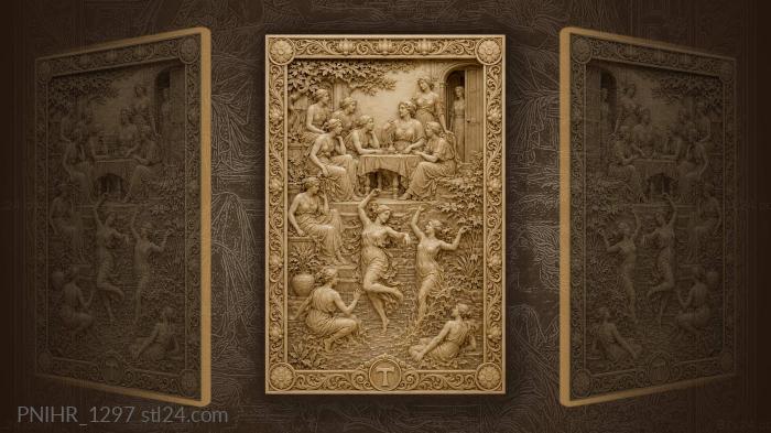 Women dancing and splashing around a table 3d STL model