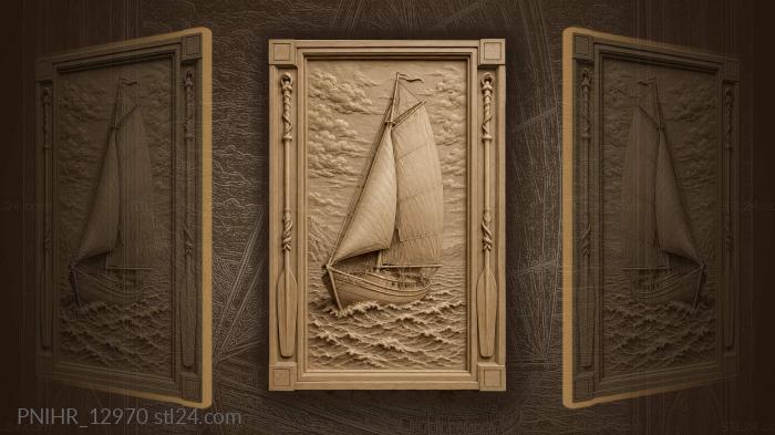 Small boat sailing between the oars 3d STL model