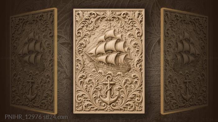 Majestic ship with anchor foliage 3d STL model