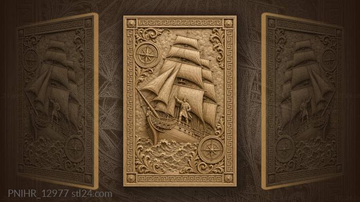 Man waving from deck near compasses 3d STL model