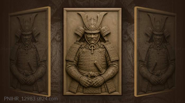 Samurai helmet above laced plates 3d STL model