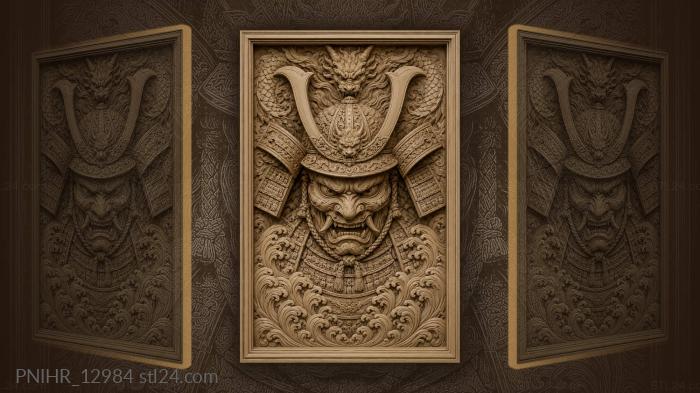 Samurai mask fierce warrior helmet 3d STL model
