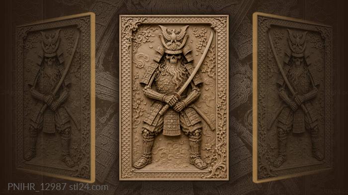 Samurai skeleton with katana and armor 3d STL model