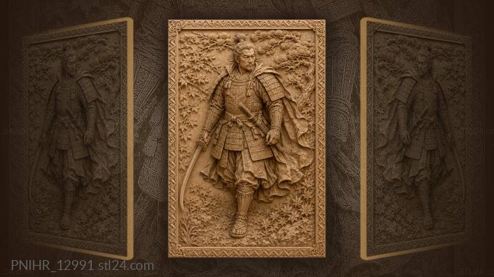 Samurai warrior among autumn foliage 3d STL model