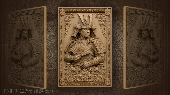 Warrior lifts fan beneath crested helmet 3d STL model