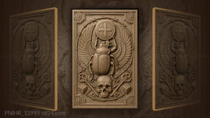Scarab pushing sun disc with cross 3d STL model