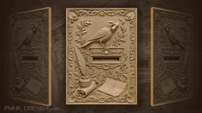 Bird with letter and quill 3d STL model