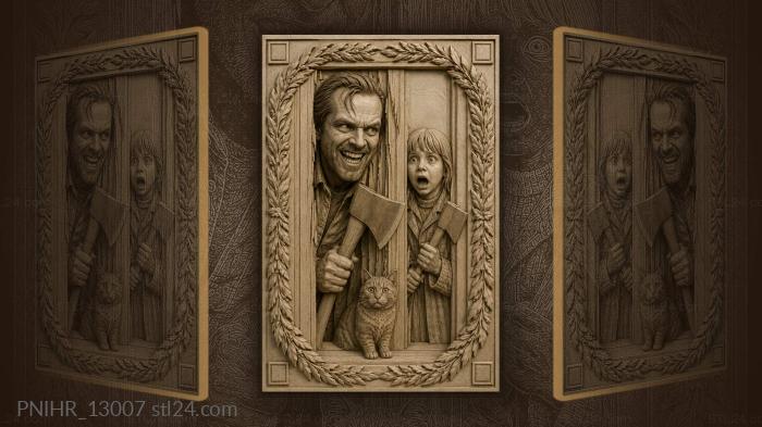 Shining horror man and little girl 3d STL model