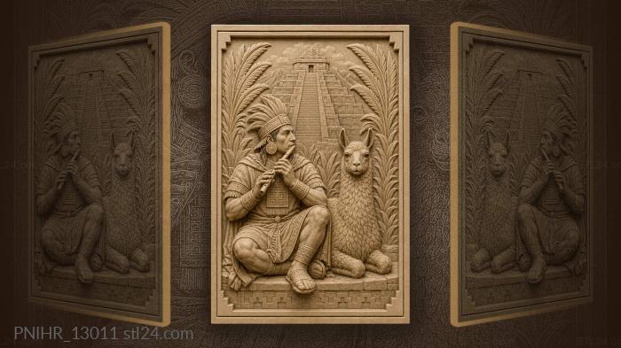 Andean musician with gentle llama 3d STL model